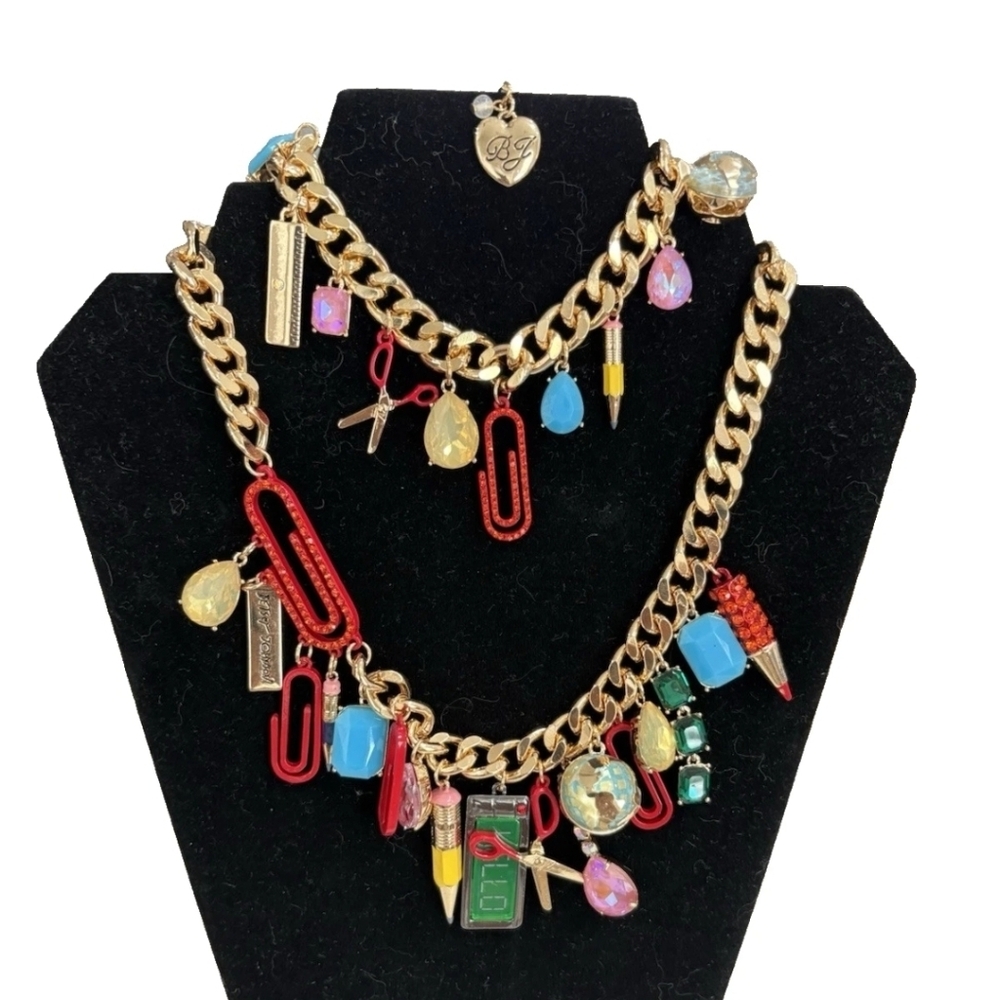 ✏️ 🔹️ Betsey Johnson 🔹Teacher Black To School Bracelet Necklace Bundle $236 ✏️